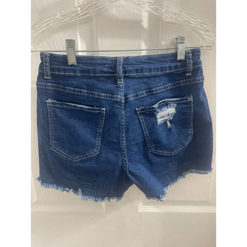 luvamia High Waisted StretchyDistressed Denim Shorts Size S New With Tag